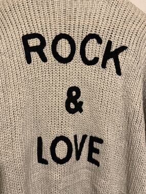 Rock & Love Oversized Cardigan Sweater Gray Black Chunky Knit Slouchy One Size